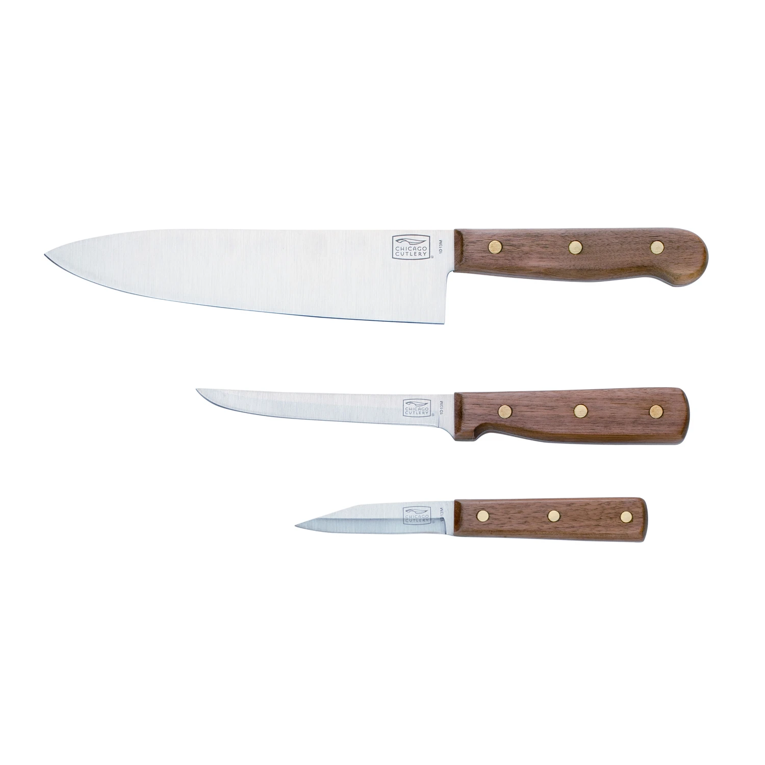 Walnut Tradition Kitchen Knife Set - 3-piece Stainless Steel Set