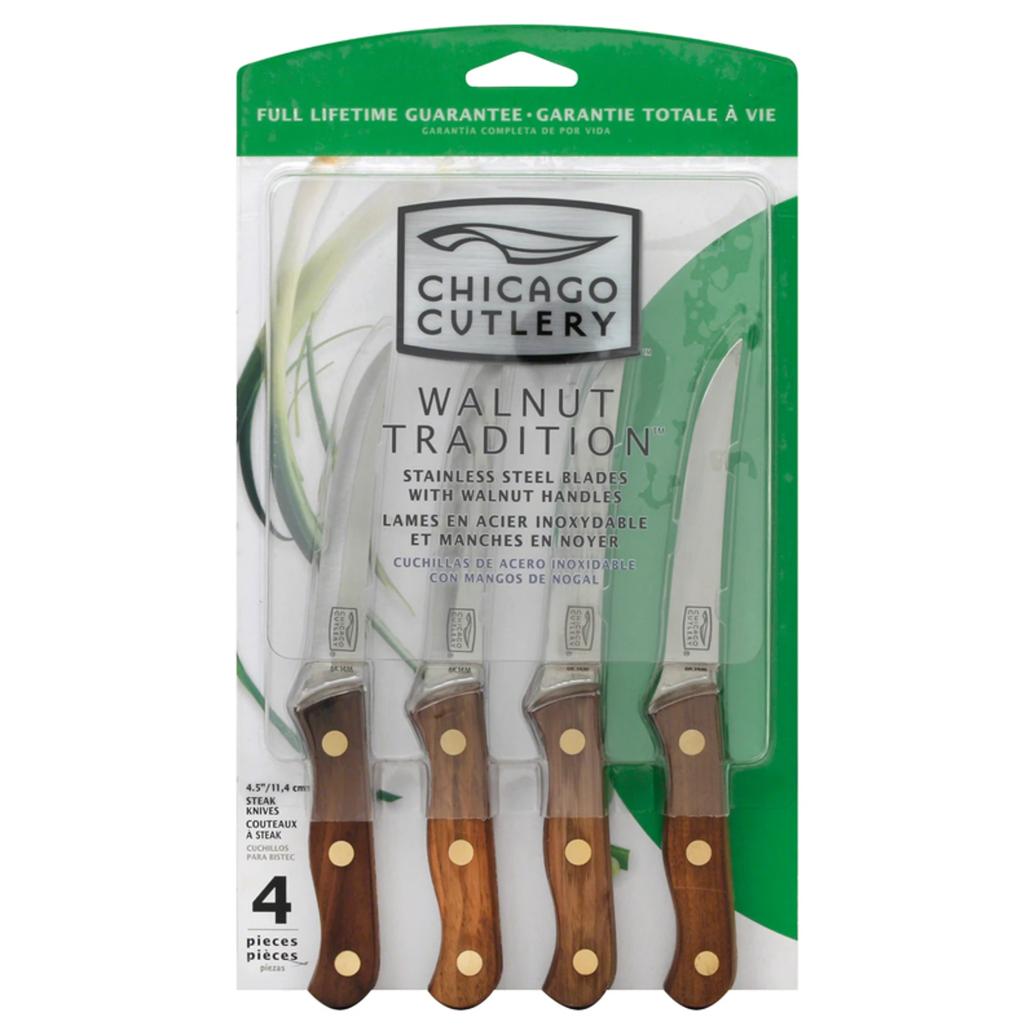 Walnut Tradition 4-piece Stainless Steel Steak Knife Set