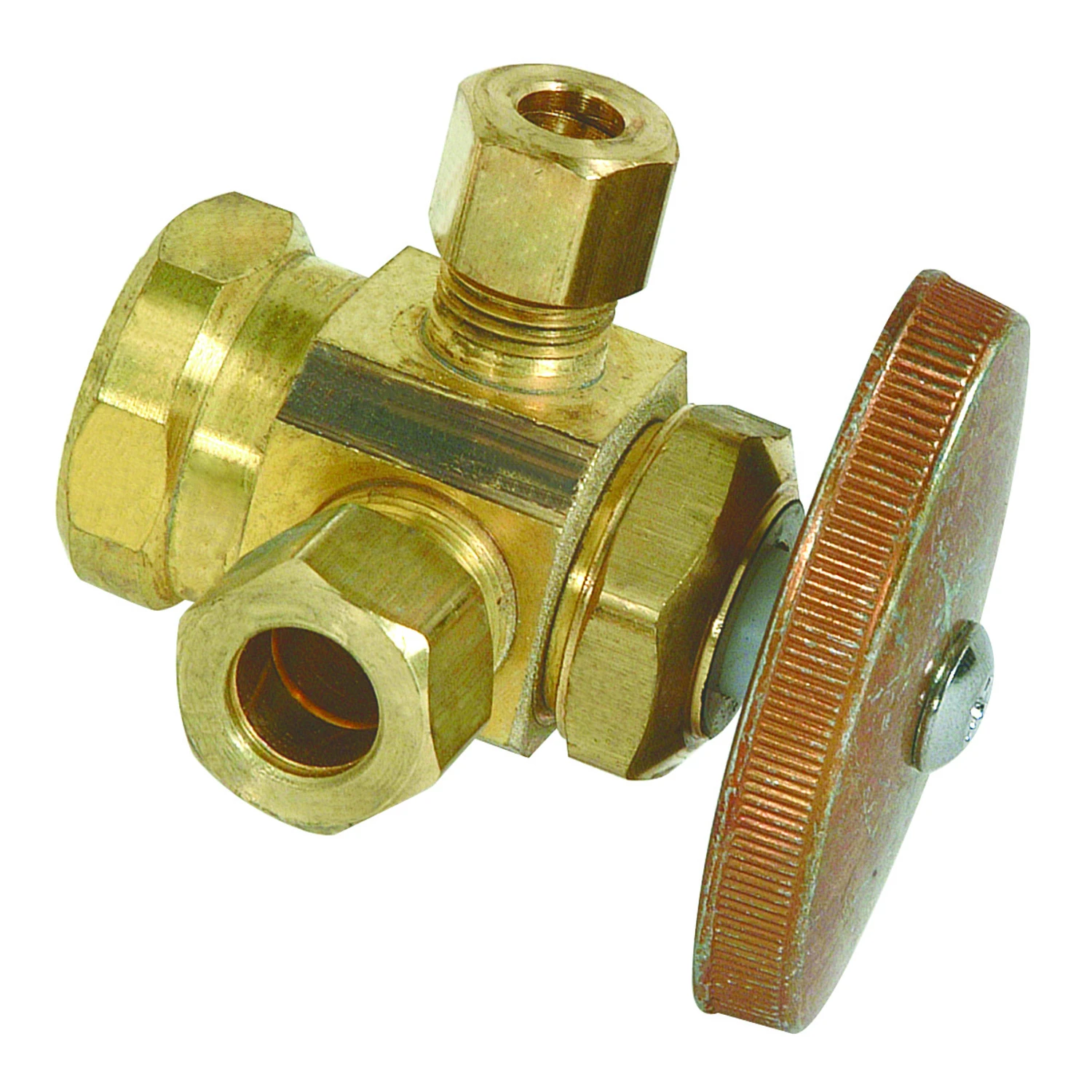 1/2 In. Fip X 3/8 In. Compression Brass Dual Outlet Valve
