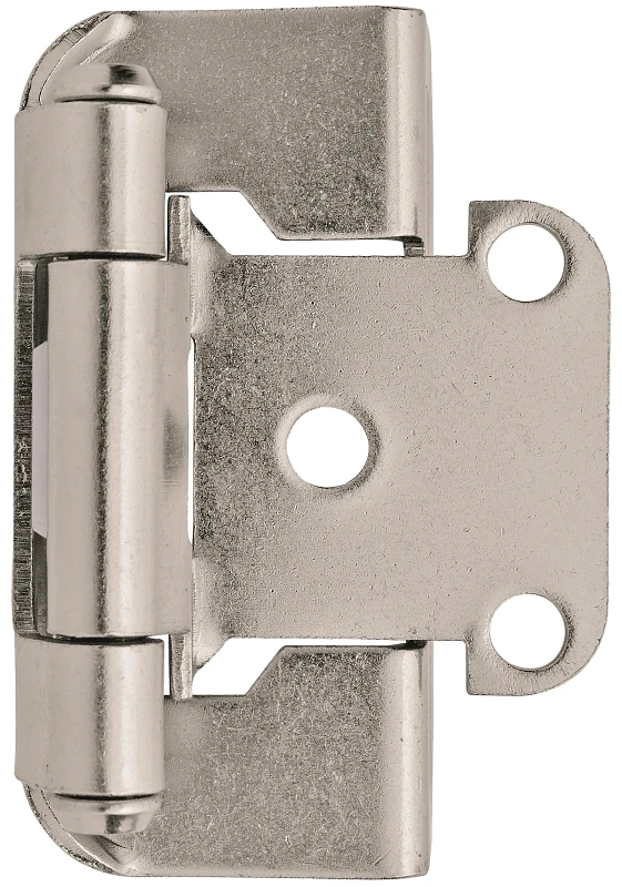 Cabinet Hinge, Self-Closing, Satin Nickel, 1/2 In. Overlay, 2-Pk.
