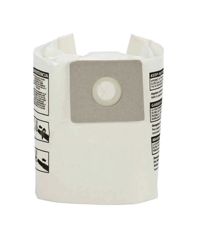 Shop-Vac 9066800 Filter Bag, 2 to 2.5 gal Capacity, 11-1/2 in L, 7 in W