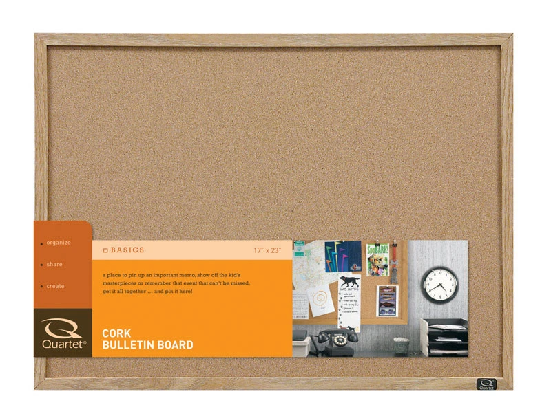 17 In. H X 23 In. W Screw-mounted Cork Bulletin Board With Wood Frame