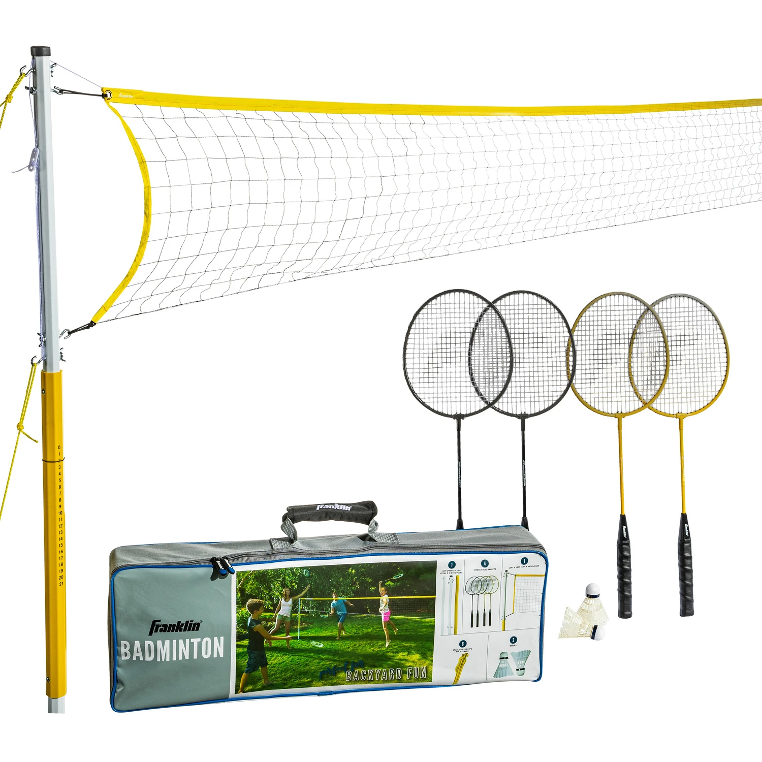 Sports Advanced Family Badminton Set With Poles, Rackets, And Carry Bag