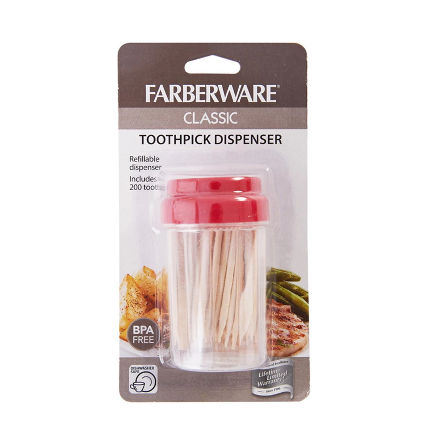 Farberware Multicolored Plastic Toothpick Dispenser With 200 Wood Toothpicks