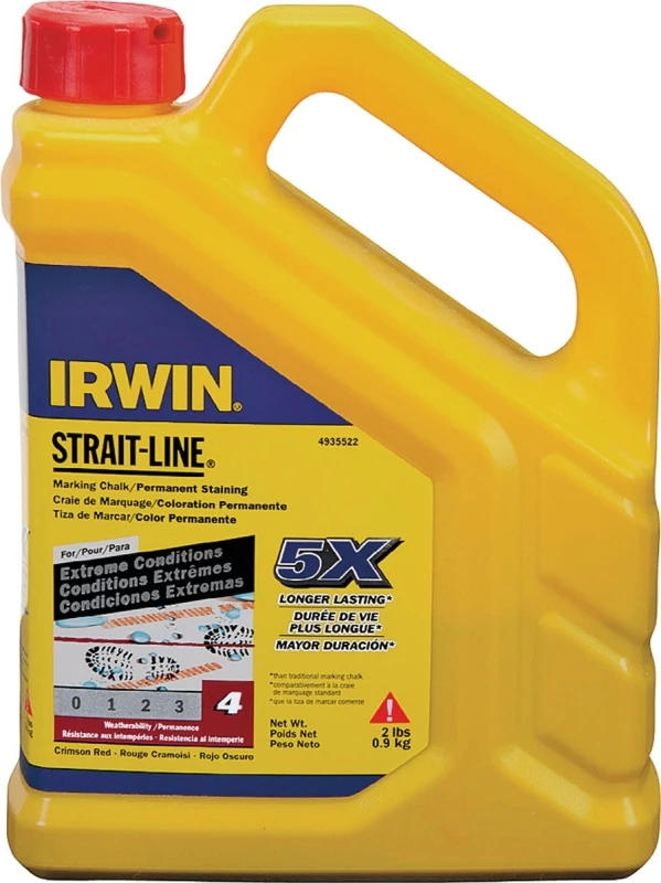 Strait-Line Exterior Marking Chalk, Crimson Red, 2 Pound Container