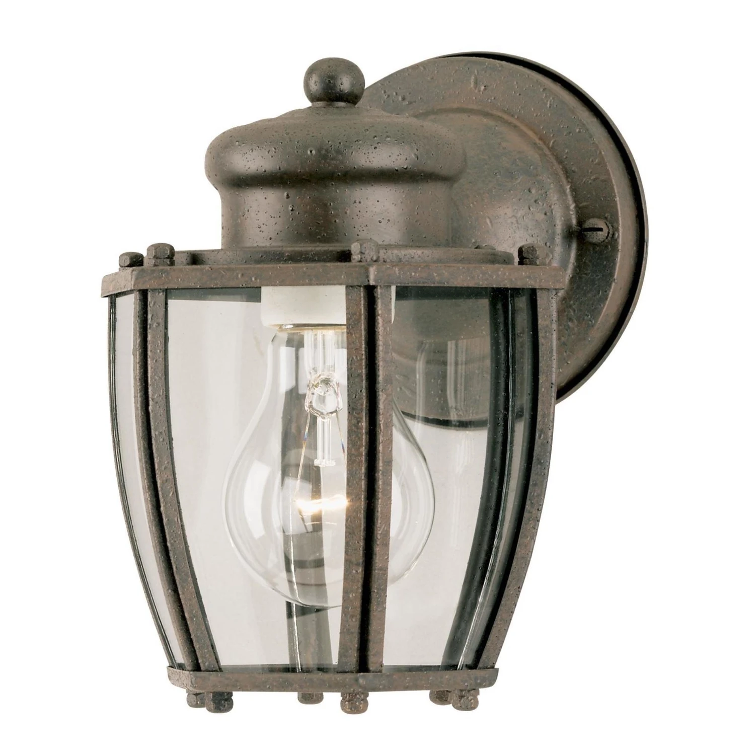 100-Watt Textured Rust Patina Finish Wall-Mount Outdoor Lantern Light Fixture