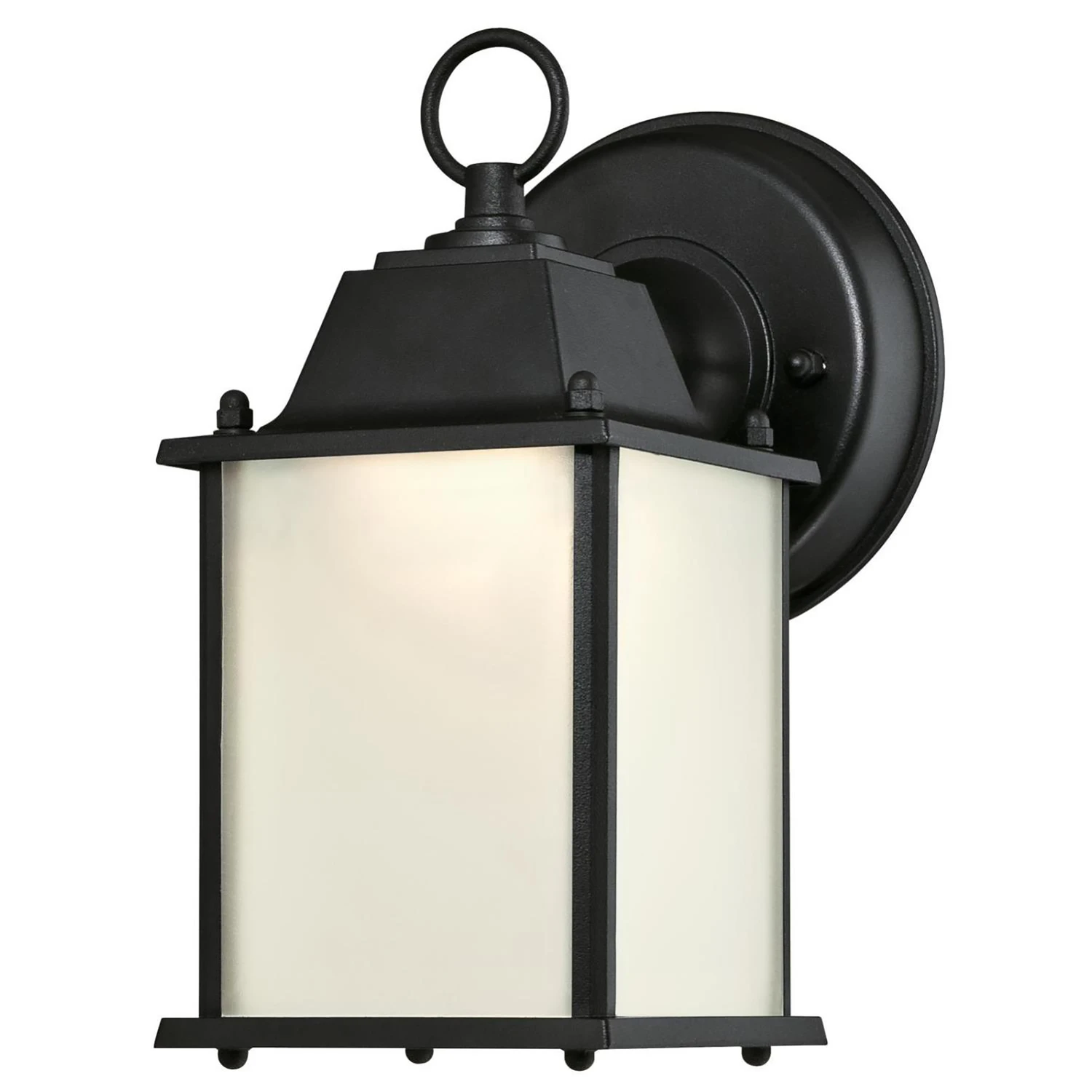 LED Wall Lantern Light Fixture with Frosted Glass, Black Finish, 8.5 by 4.5 Inches