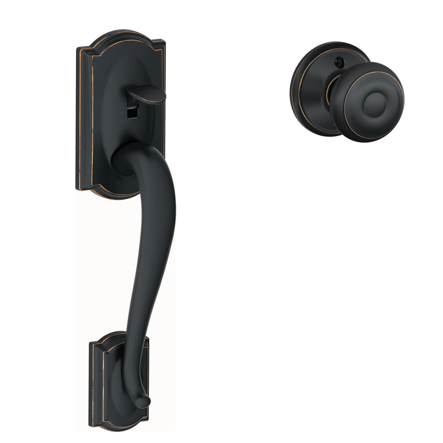 Camelot Aged Bronze Entry Knobs 1.8 In. With Georgian Design