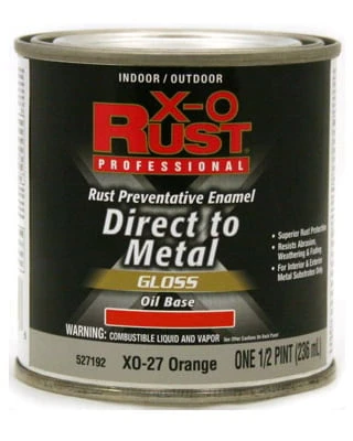 Premium Anti-Rust Oil-Based Paint Gloss Orange Interior and Exterior 0.5 Pint
