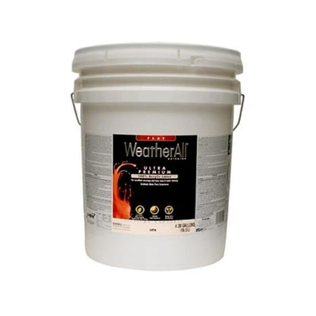 Ultra Premium Exterior Weatherall Latex Paint, White Flat, 5 Gallons, 100% Acrylic