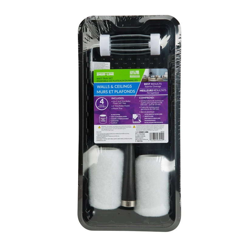 Premium 4-Inch Trim Paint Roller Set with Frame and Cover for Smooth Finishes