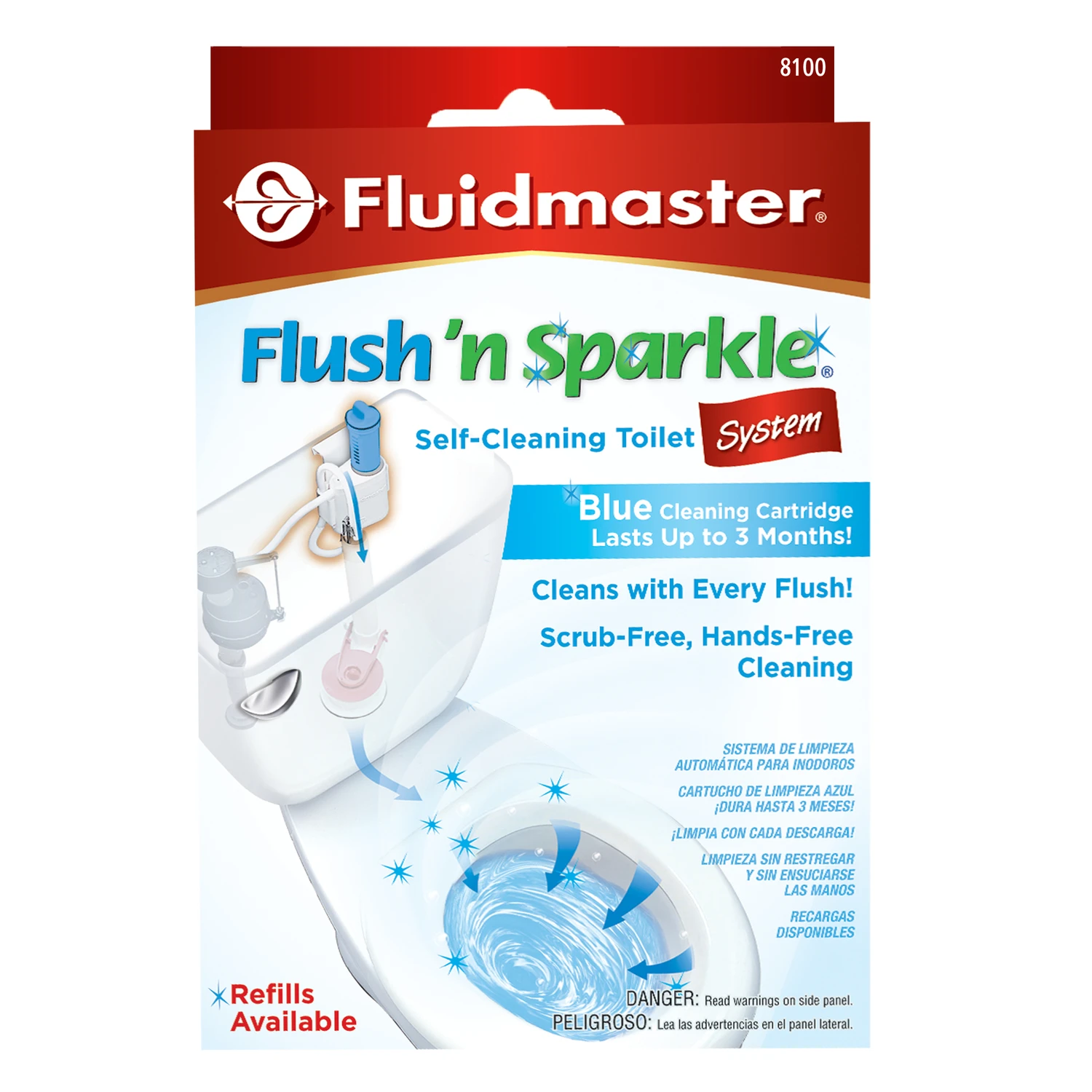 Flush N' Sparkle No Scent Continuous Toilet Cleaning System 2 Liquid
