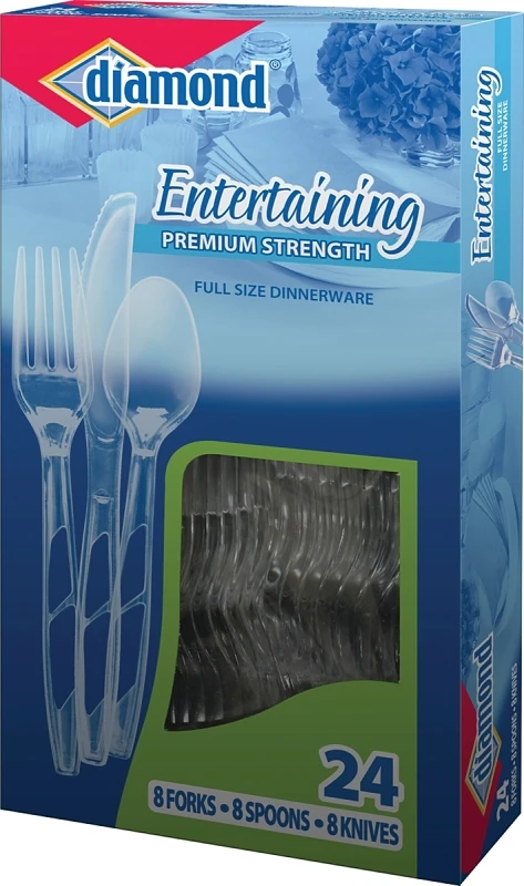 Plastic Forks, Knives, Spoons, 8 Each