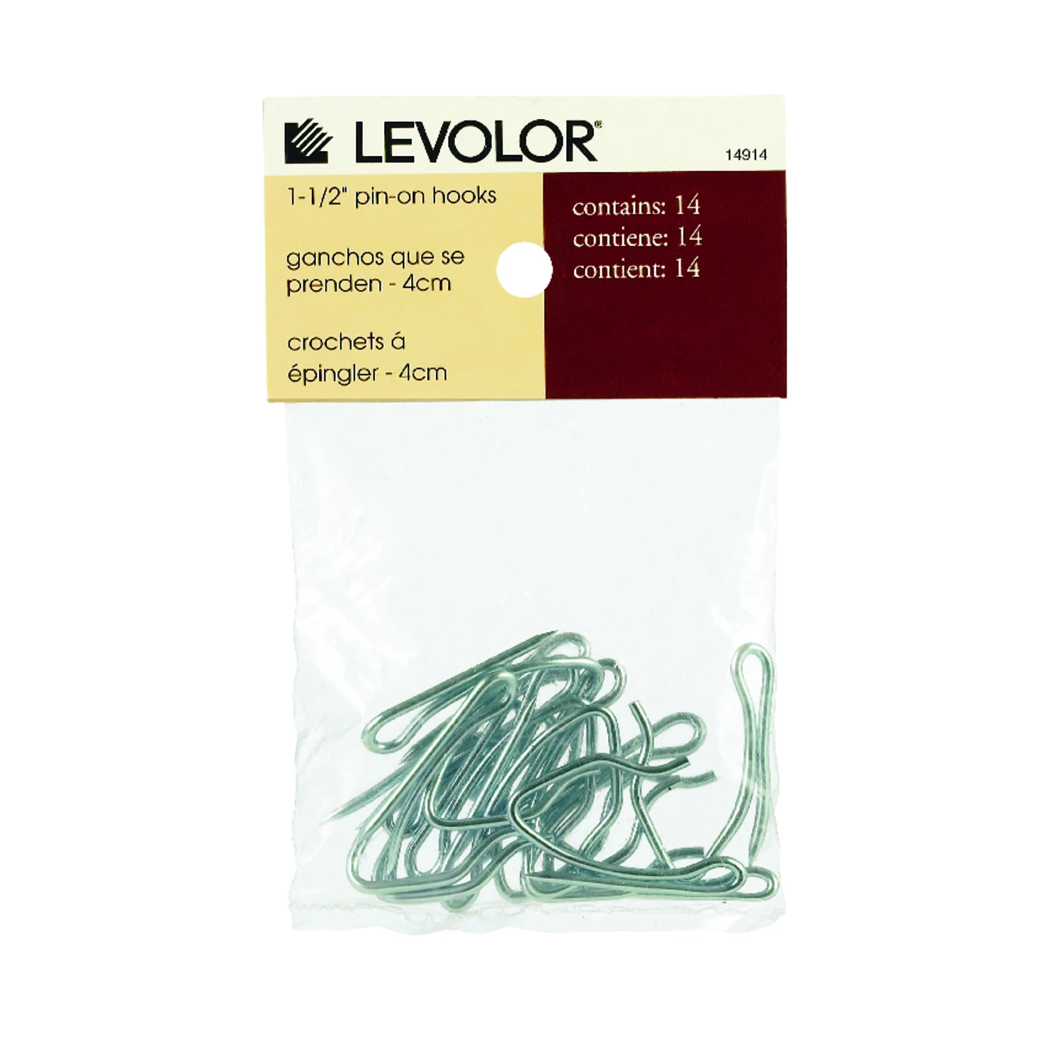 Drapery Hook, Pin-On, Zinc, 1.5 In., 14-Pk.