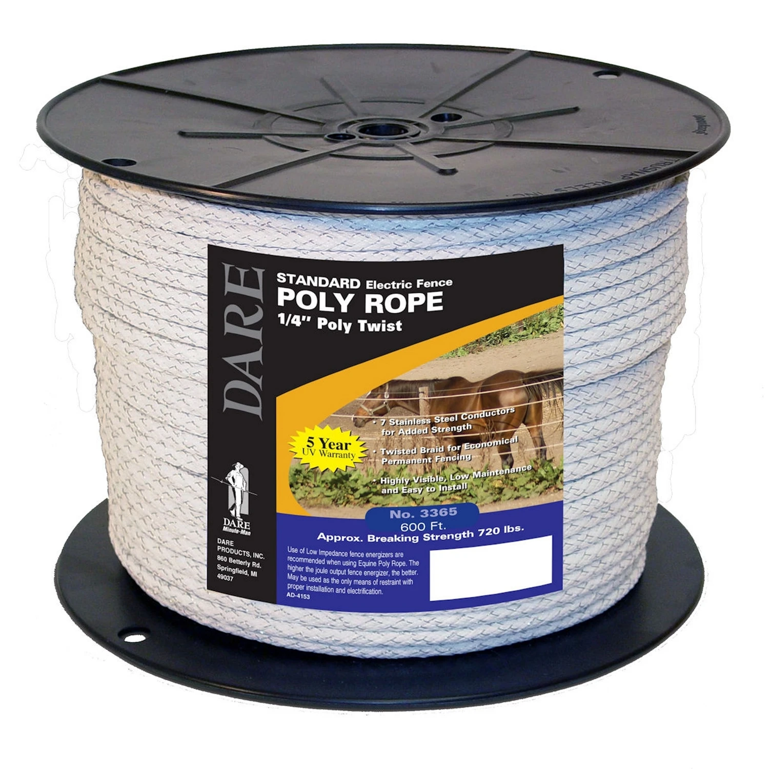 6 In. Diameter X 600 In. Length White Twisted Poly Rope - 820 Lb Load Limit