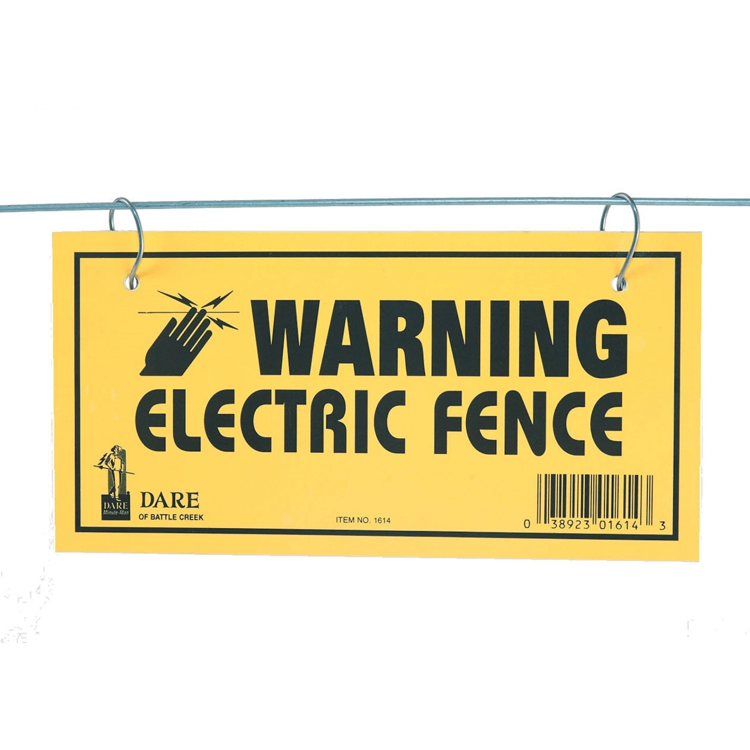 Electric Fence Warning Sign, Yellow & Black Laminated Vinyl, 4 x 8 In., 3-Pk.