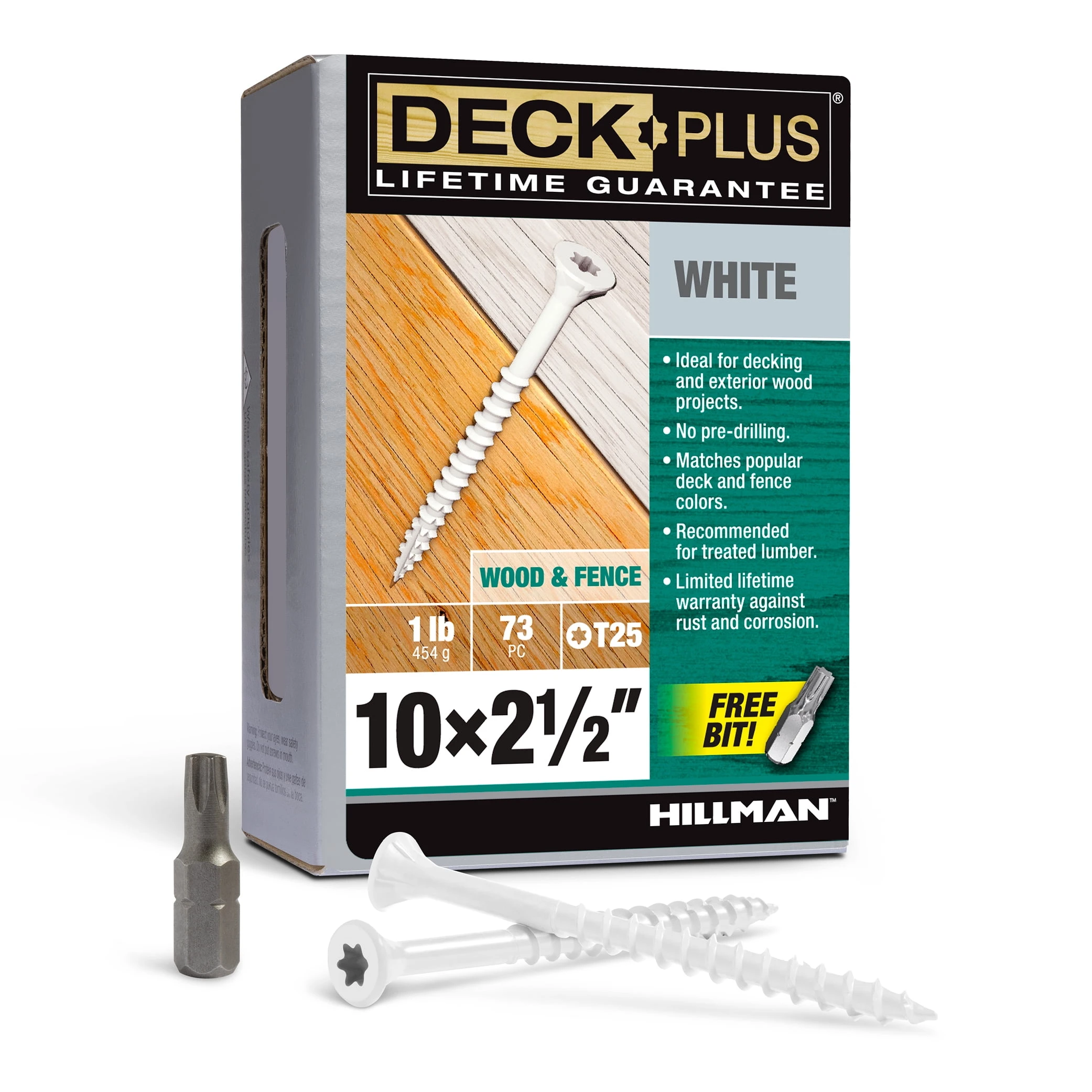 No. 10 X 2-1/2 In. L White Star Flat Head Exterior Deck Screws 1 Lb