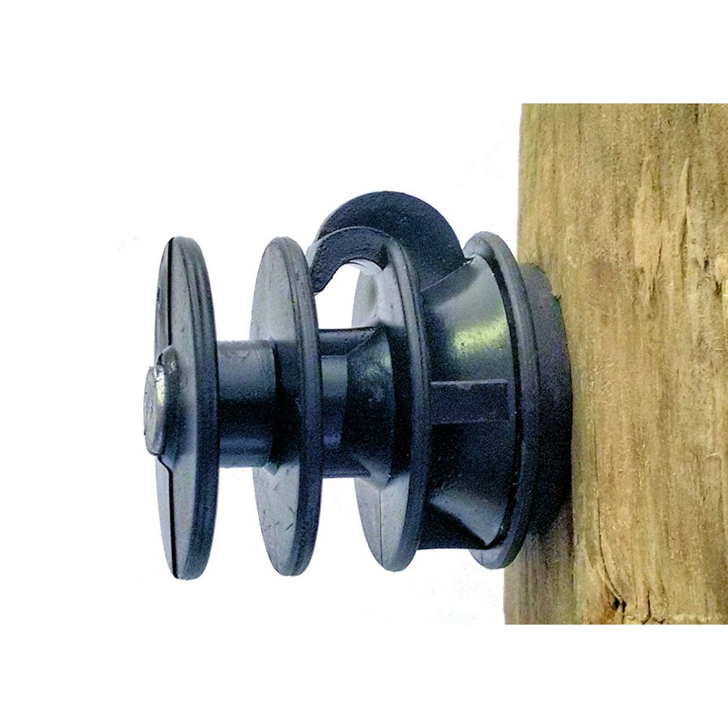 Electric Fence Insulator, Wood Post Multi-Groove, With Nail, Black, 25-Pk.