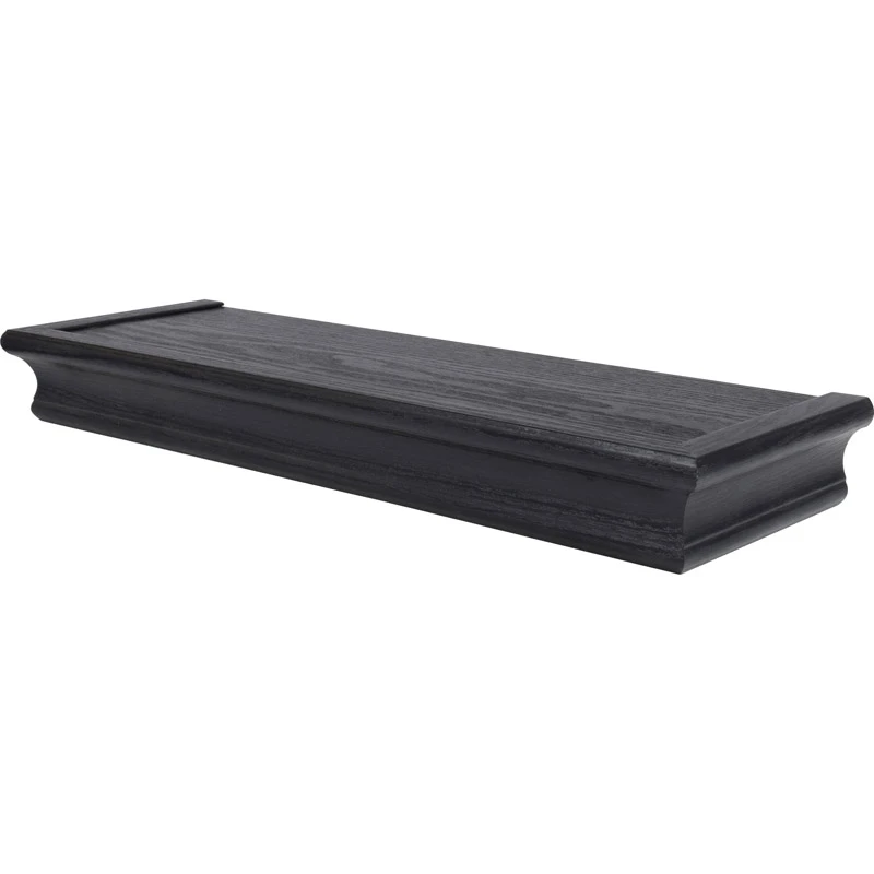 2 In. H X 18 In. W X 6 In. D Black Wood Floating Shelf