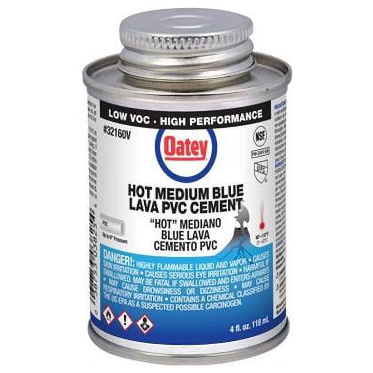 Lava Blue PVC Pipe Cement, 4 Ounce Bottle for Plumbing and Pipe Repair