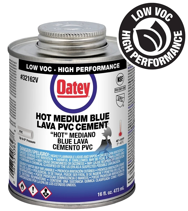 16 Oz. Low Voc Medium Bodied Blue Lava Pvc Cement For Pipe And Fittings
