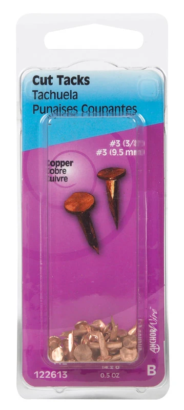 3/8-In. #3 Copper Cut Tacks, 1/2 oz.