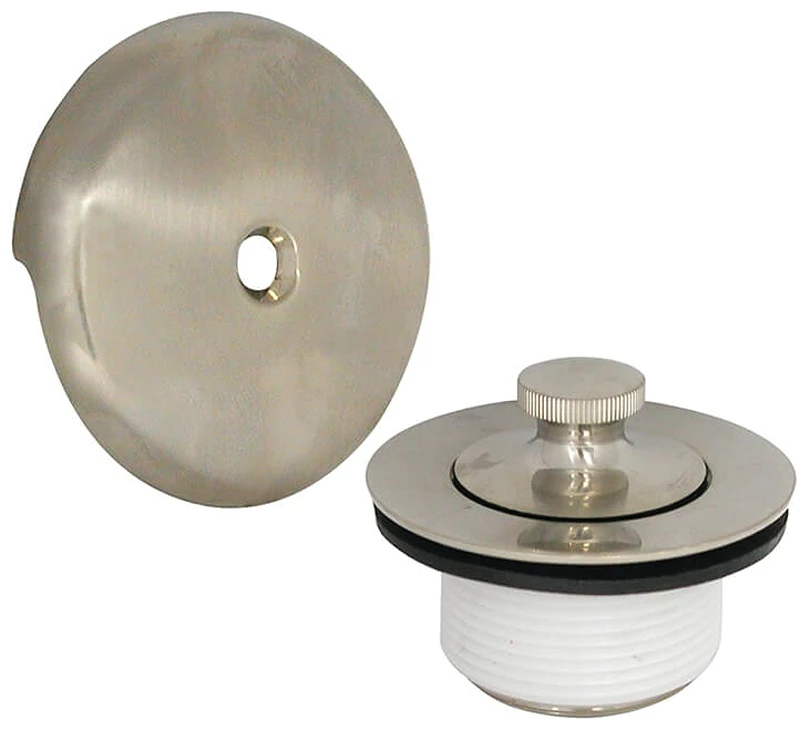 Brushed Nickel Round Brass Lift And Turn Tub Drain Trim Kit 89239