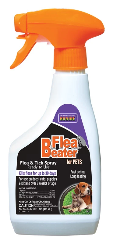 Flea Beater Liquid Flea & Tick Spray 16 Oz - Safe For Pets