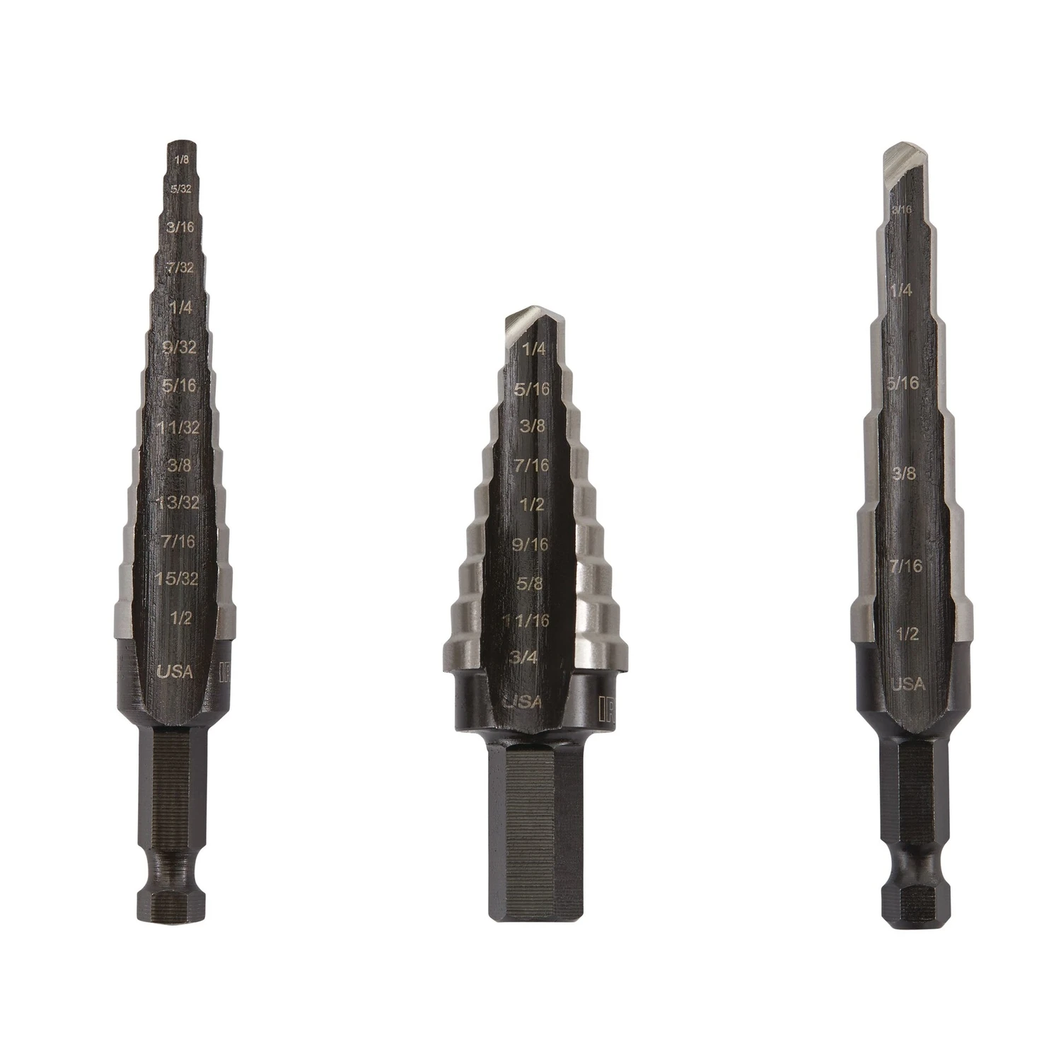 Unibit 3-piece High-speed Steel Step Drill Bit Set, #1 #2 #3