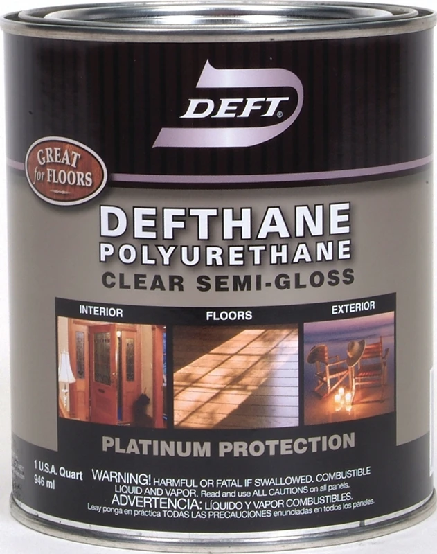 Defthane Semi-gloss Clear Polyurethane, 1 Quart - Interior/exterior Protection