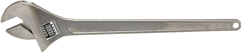 24 Inch Adjustable Wrench With Chrome Finish And Heat Treated Steel
