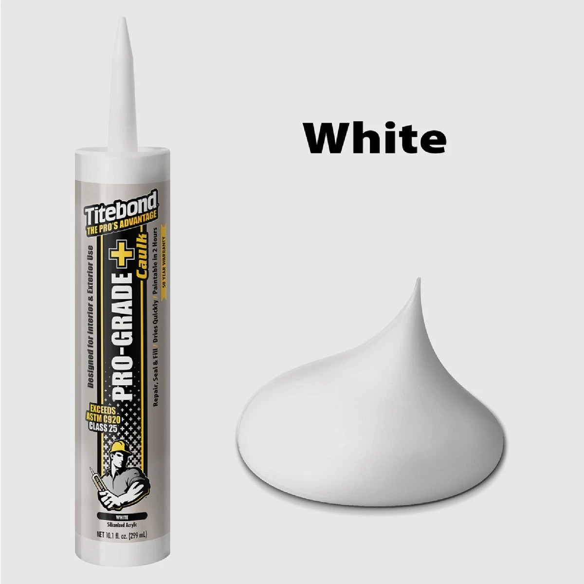 Titebond Pro-Grade Plus White Siliconized Acrylic Multipurpose Caulk 10.1 oz