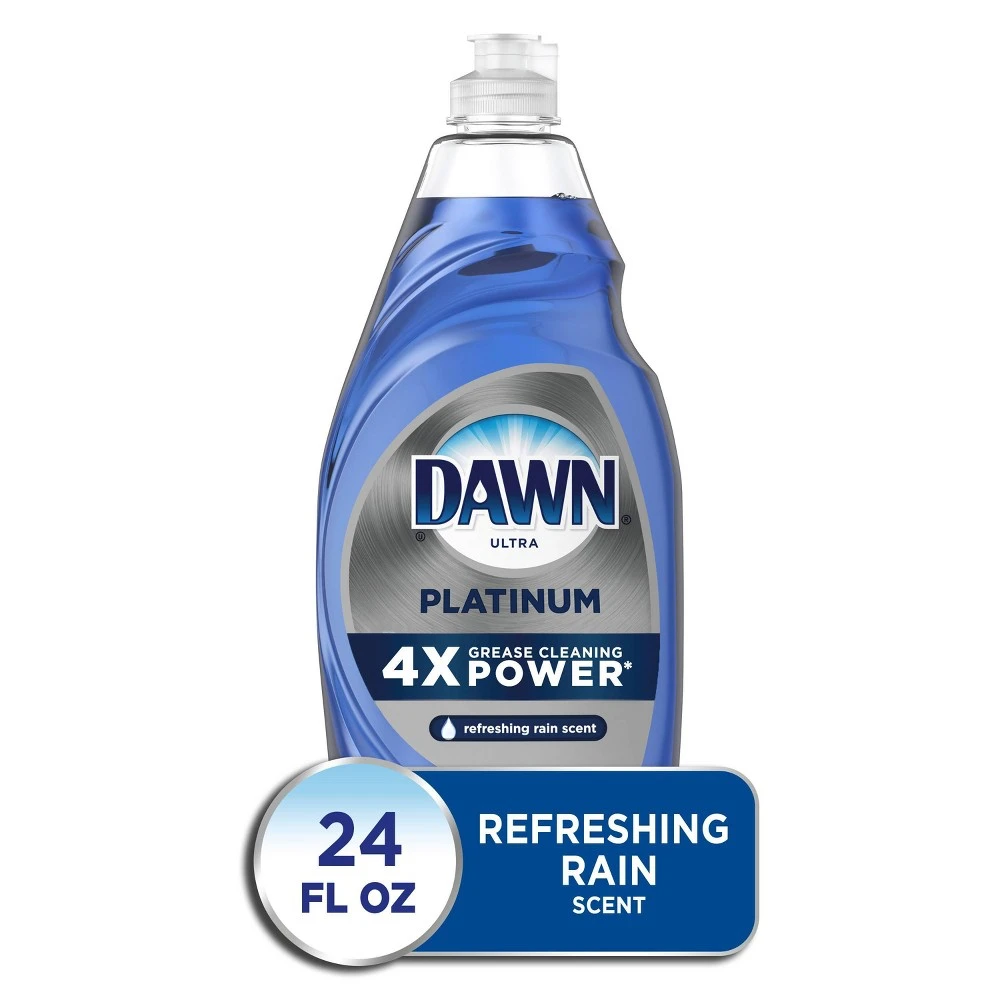 Platinum Dishwashing Liquid Soap, Refreshing Rain Scent, 24 Oz.