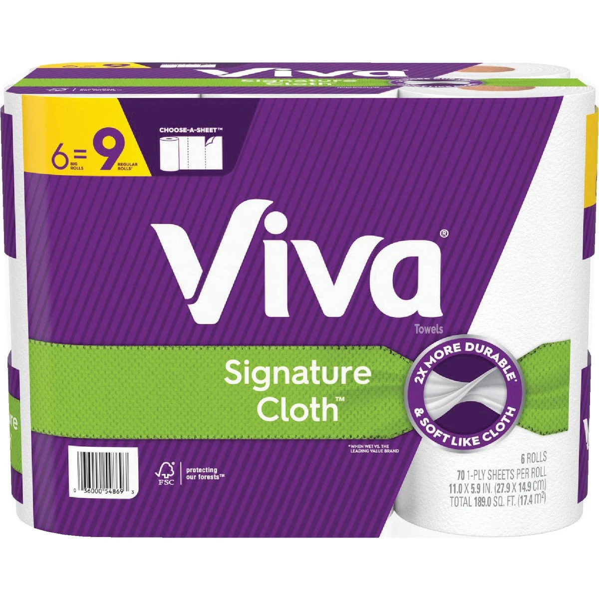 Viva Signature Cloth Paper Towels, 8 Triple Rolls, Select-A