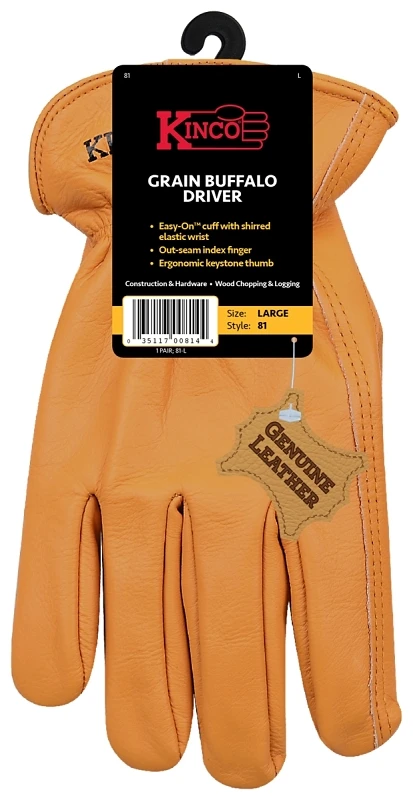 81-m Full Grain Buffalo Leather Driver Gloves, Rust Color, Men's Medium