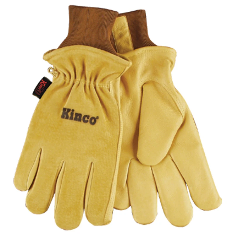 Men's Medium Thermal-Lined Pigskin Suede Leather Gloves for Cold Weather