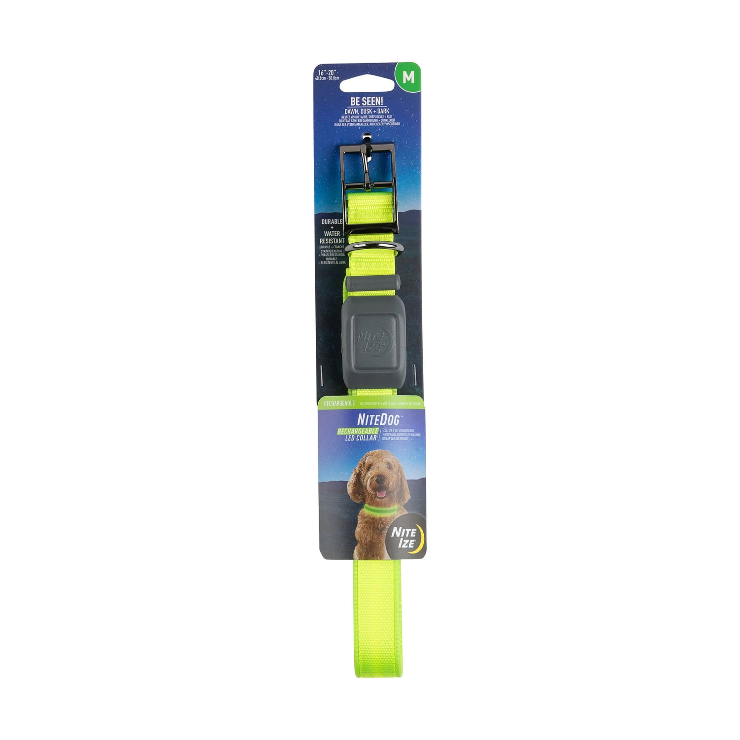 Rechargeable Led Dog Collar Medium 16-20 Inches Lime/green