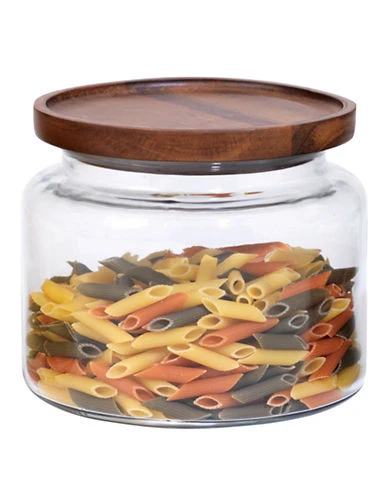 64oz Anchor Hocking Montana Glass Jar With Acacia Wood Lid - Stackable Design