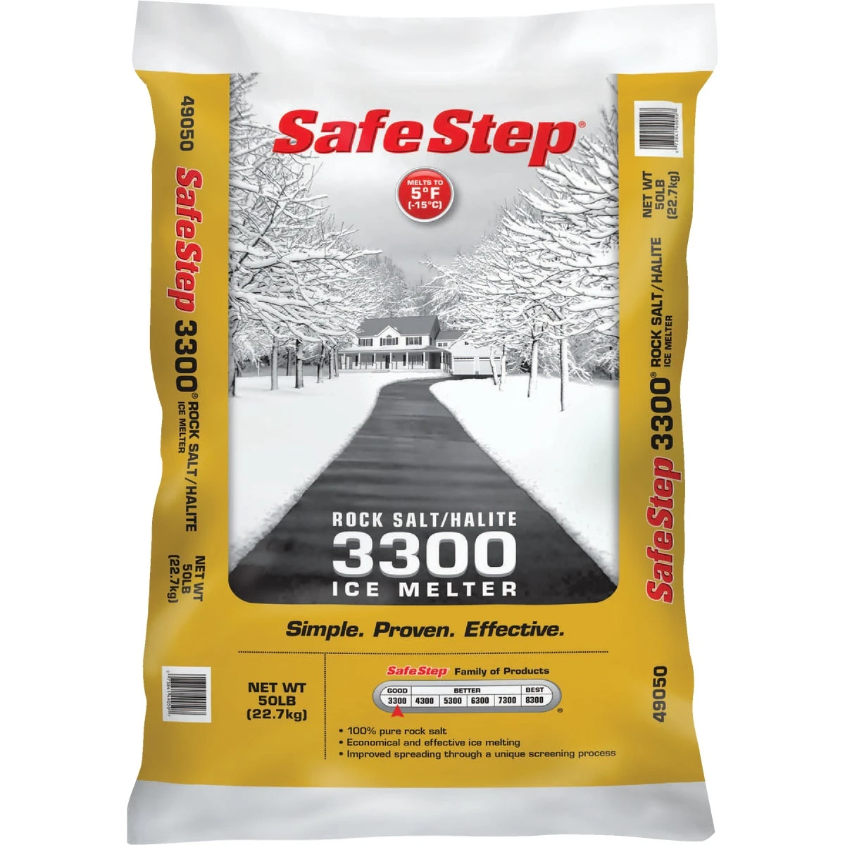 3300 50 Lb. Rock Salt Halite Ice Melt Large Pellets For Snow Removal