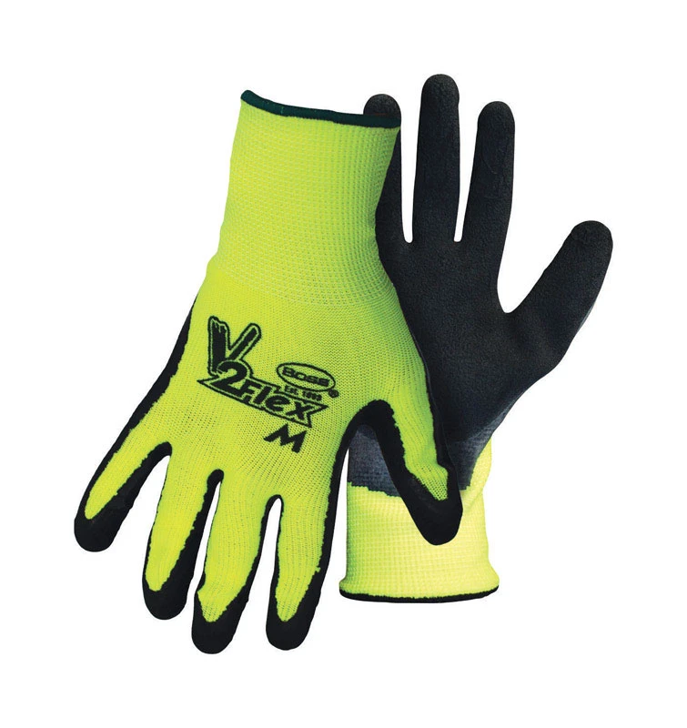 V2 Flexi Grip Men's Hi-viz Indoor/outdoor Work Gloves Black/green Size M