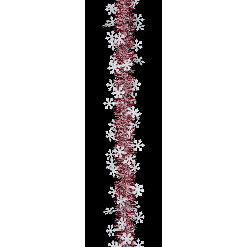 Holiday Trims Red And White Snowflake Die Cut Garland 15 Feet Long X 3.5 Inches Wide