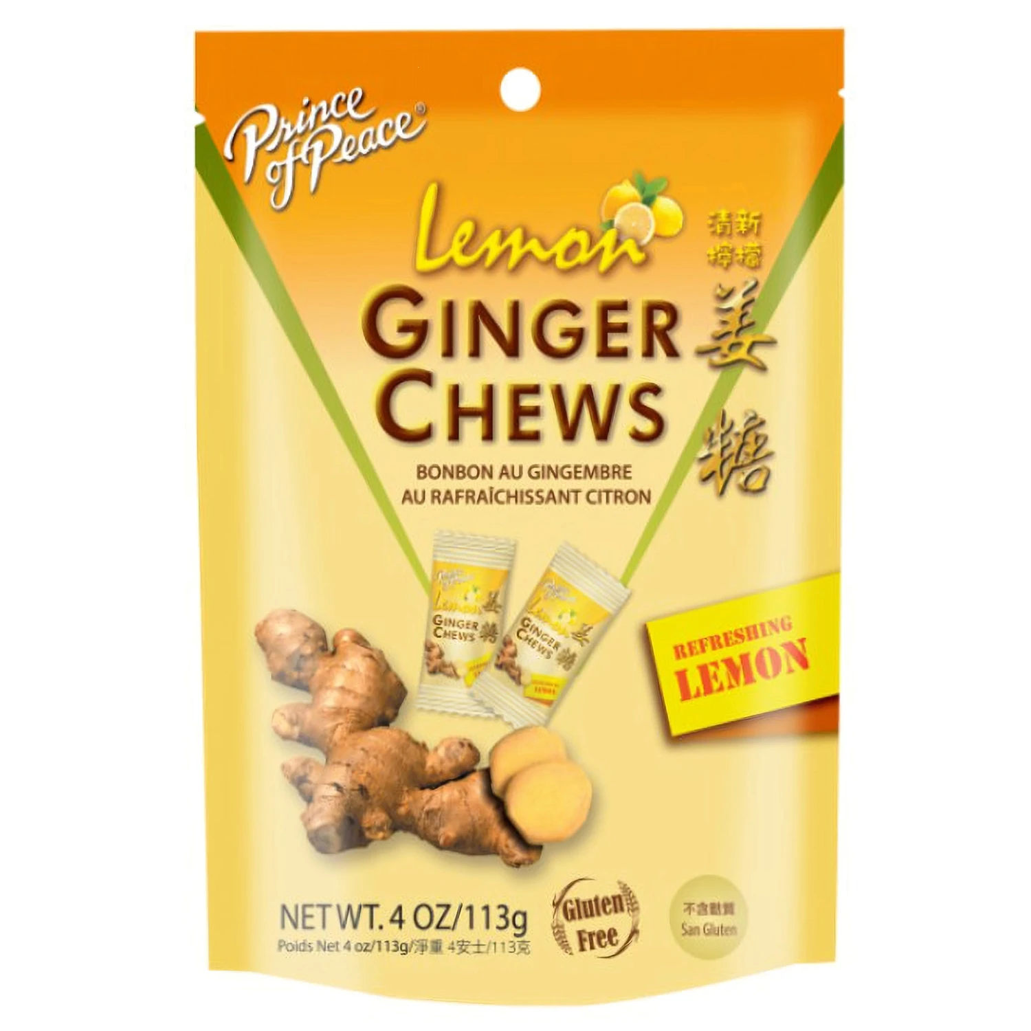 Ginger Lemon Chewy Candy 4 Oz - Sweet & Spicy Treat