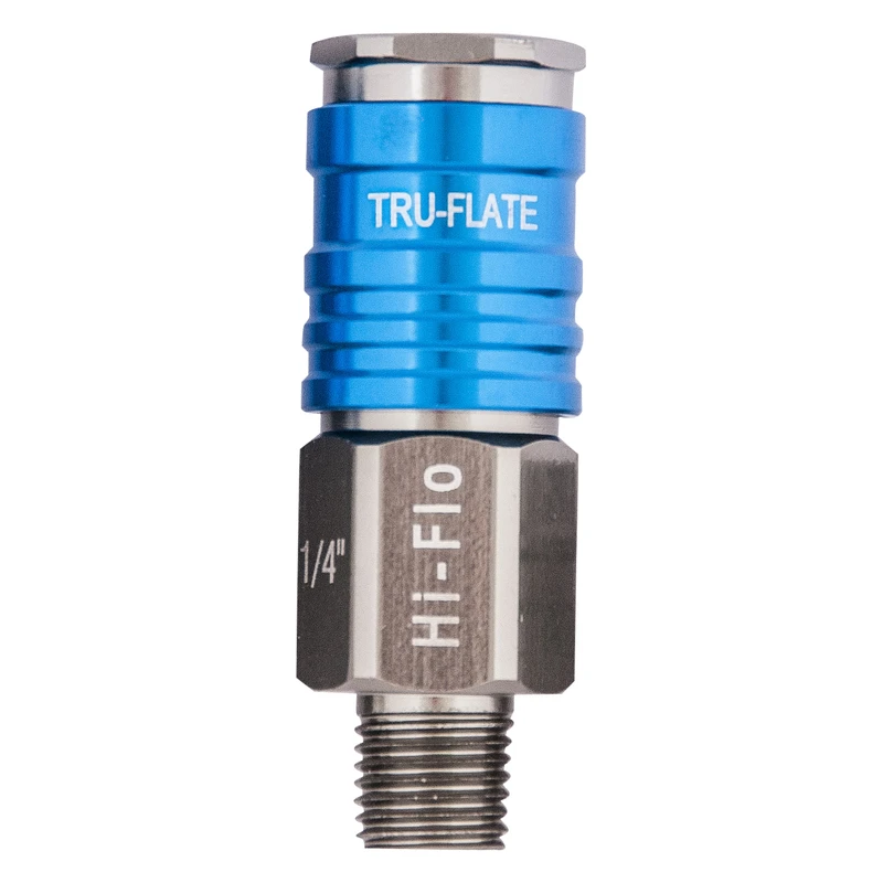 Hi Flo 1/4 In. Male Coupler - Lightweight Aluminum Design
