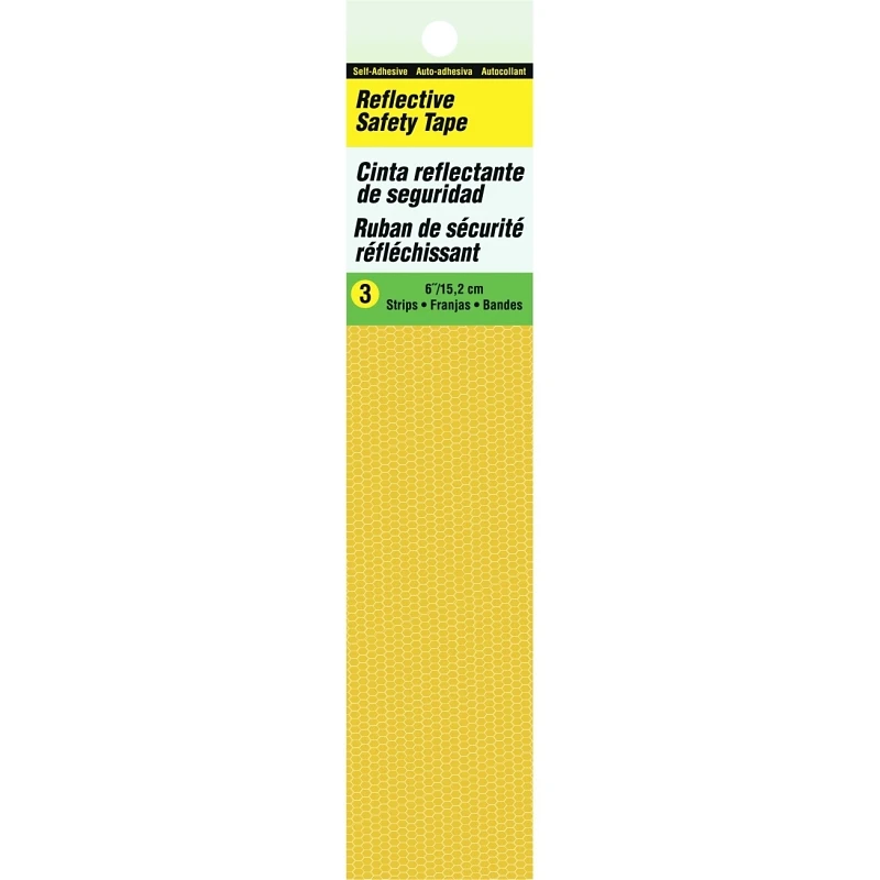 1 In. X 6 In. Yellow Reflective Safety Tape Strips - Self-adhesive (3 Count)