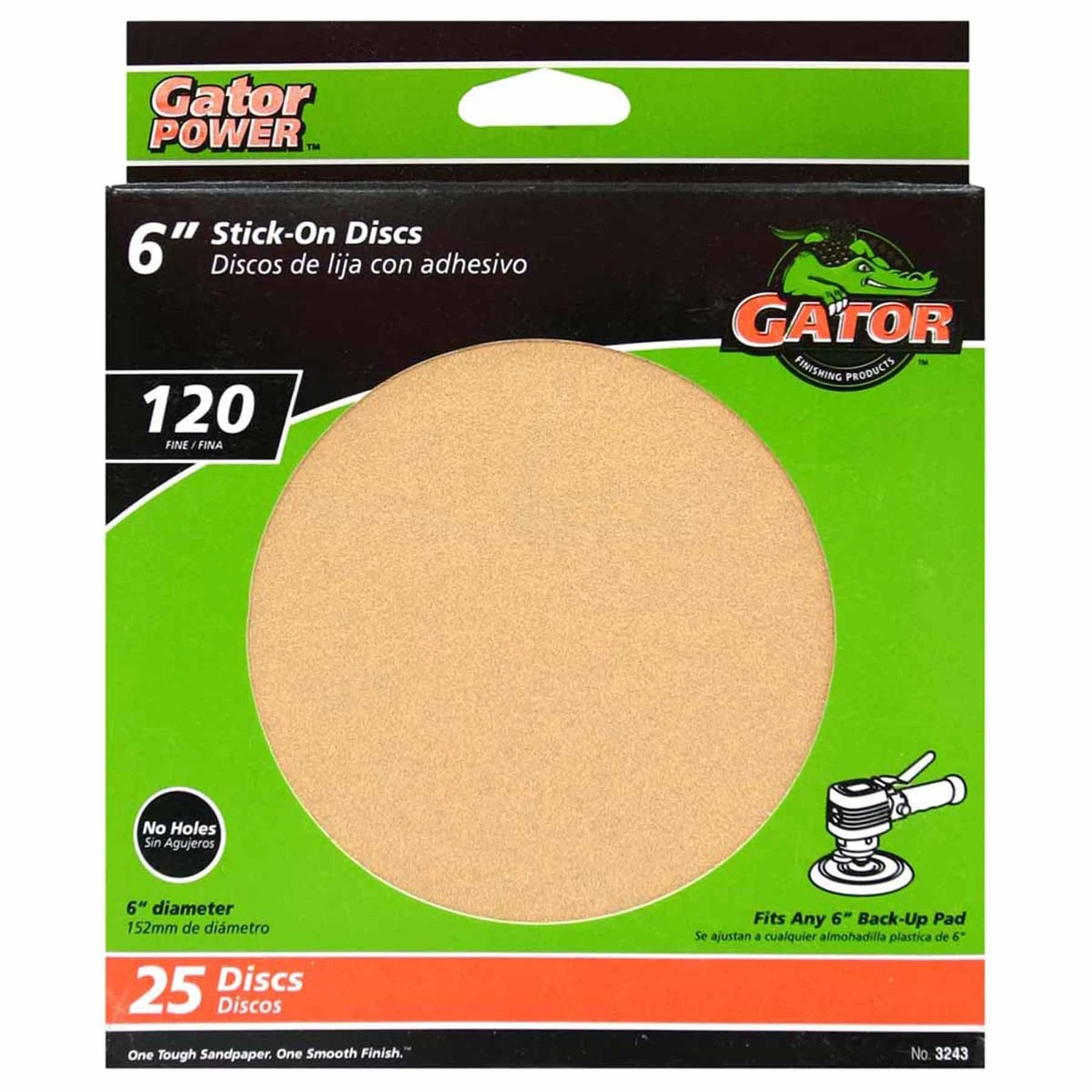 GoldFlex Stick-On Sanding Discs, 120 Grit, 6 In., 25-Pk.