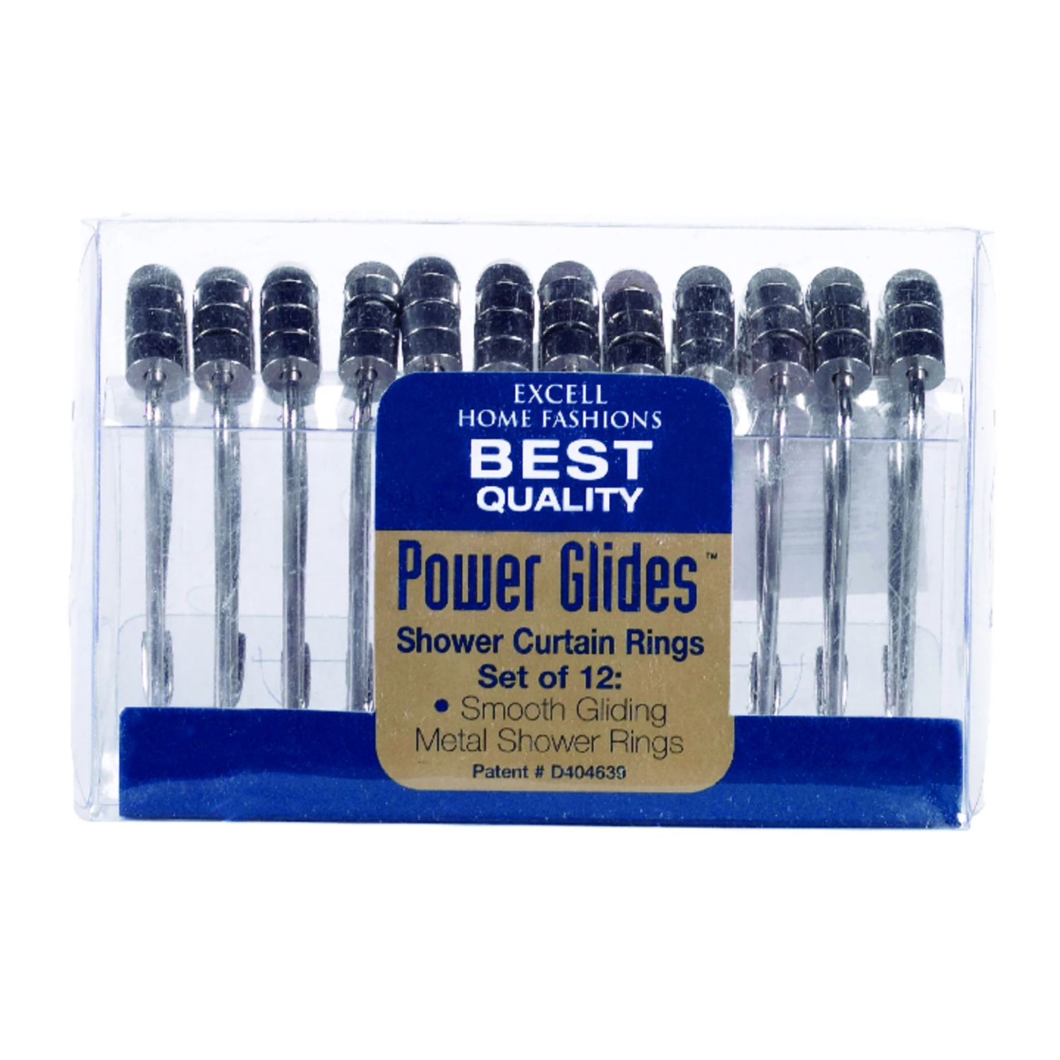 Power Glide Shower Curtain Hooks, 12-Pack Silver