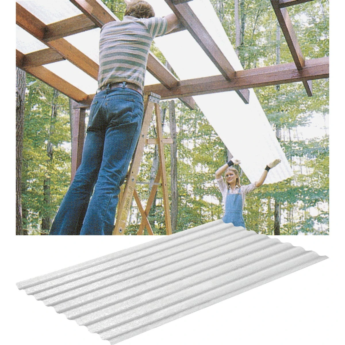 26 Inch by 8 Foot White 5 Ounce Corrugated Fiberglass Panel