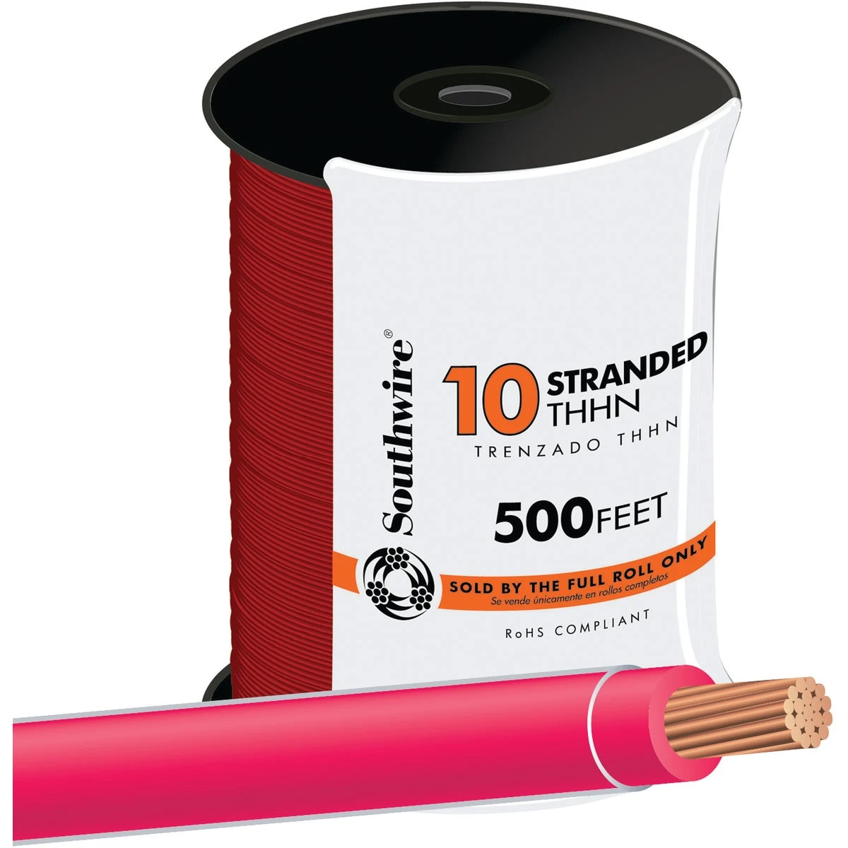 500 Ft. 10 Awg Stranded Red Thhn Electrical Wire - Ul Listed