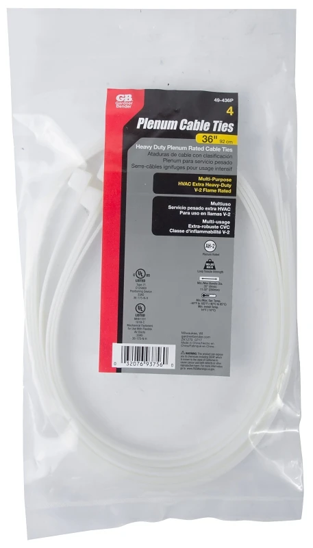 Plenum Cable Ties, Heavy-Duty, 36-In., 4-Pk.