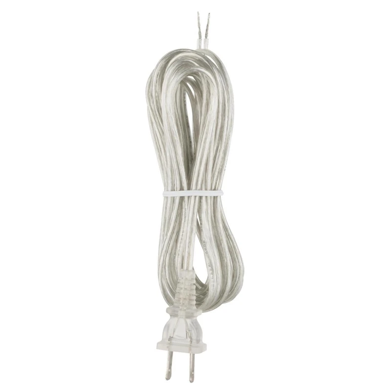 8 Ft. 18 Gauge Silver Replacement Lamp Cord With Polarized Plug